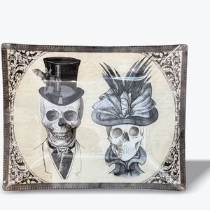 208 Park Skeleton Couple Plate Halloween Collectible Victorian‎ Goth Day of Dead